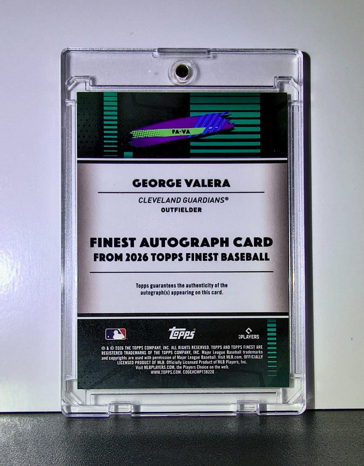 George Valera Rookie 2026 MLB Topps Finest #FA-VA Autograph Card Guardians