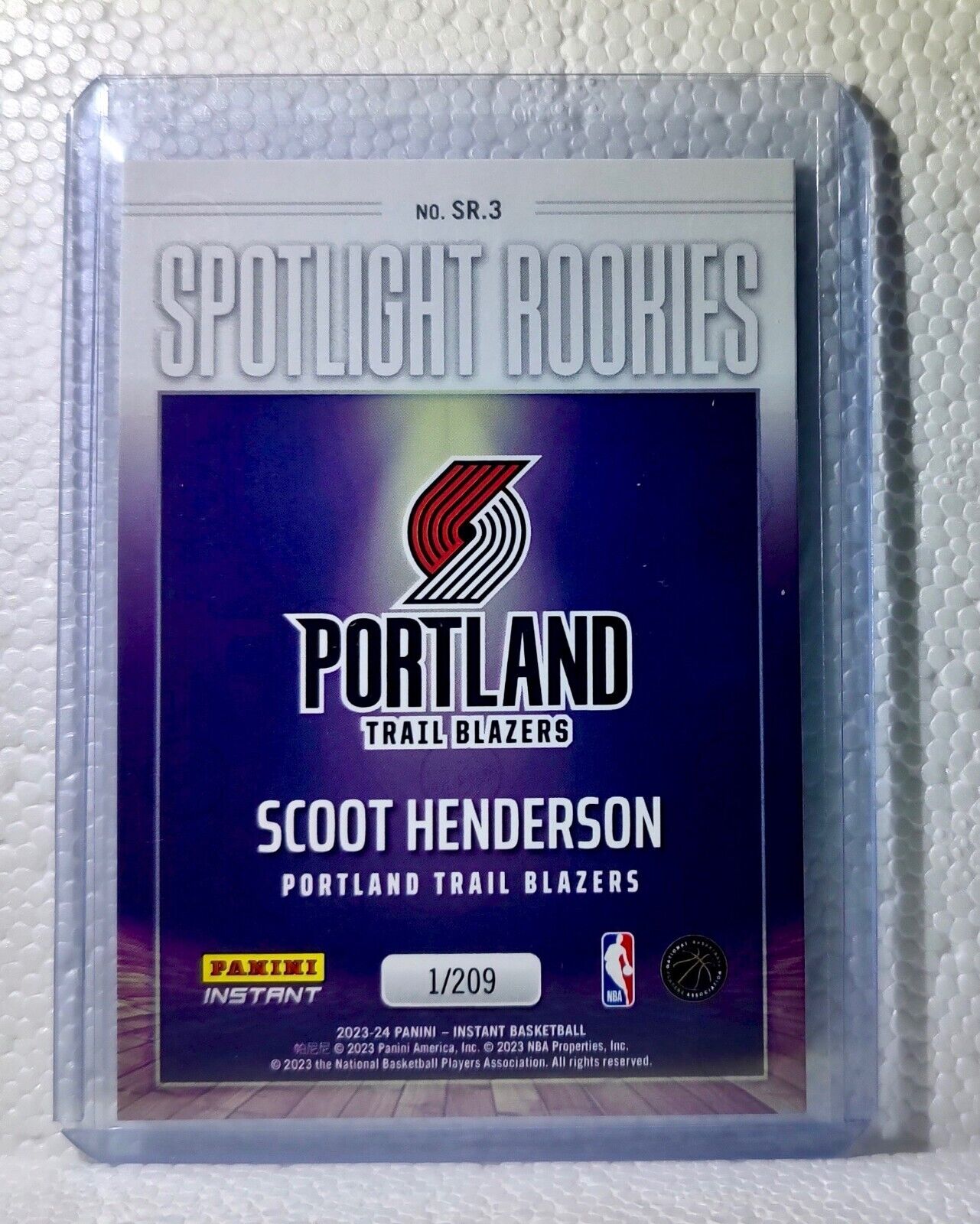 Scoot Henderson 2023-24 Panini #3 NBA Spotlight Rookies Card Trail Blazers 1/209