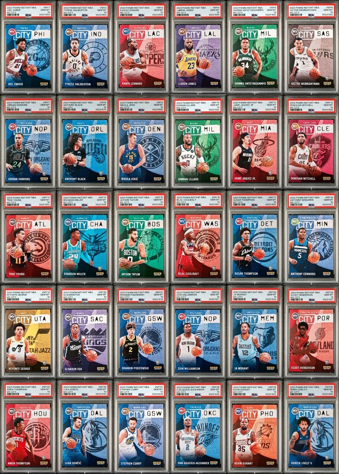 2023 Panini Instant MyCity NBA Complete 30 Card Basketball Set PSA 10 Gem Mint