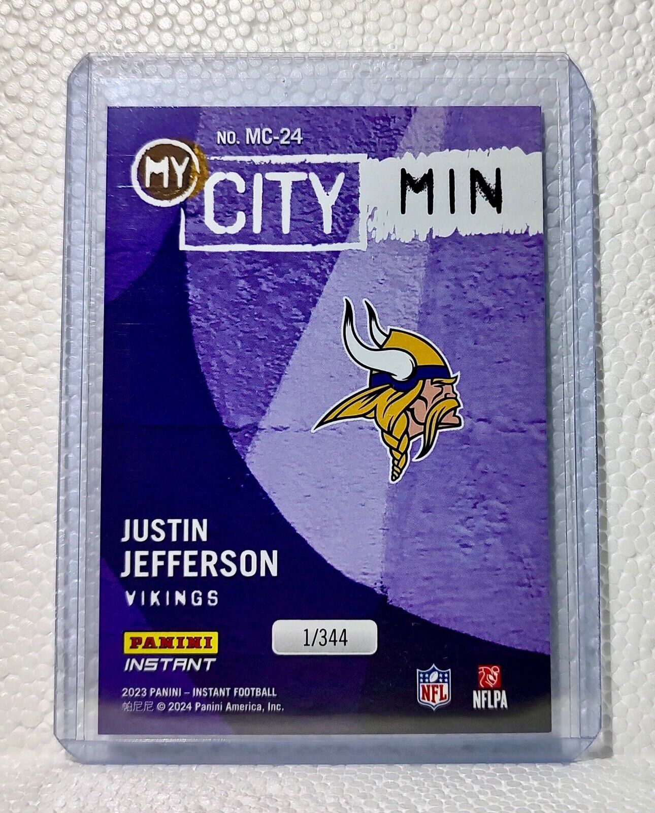 Justin Jefferson 2023 Panini NFL #24 My City Football Card Vikings 1/344