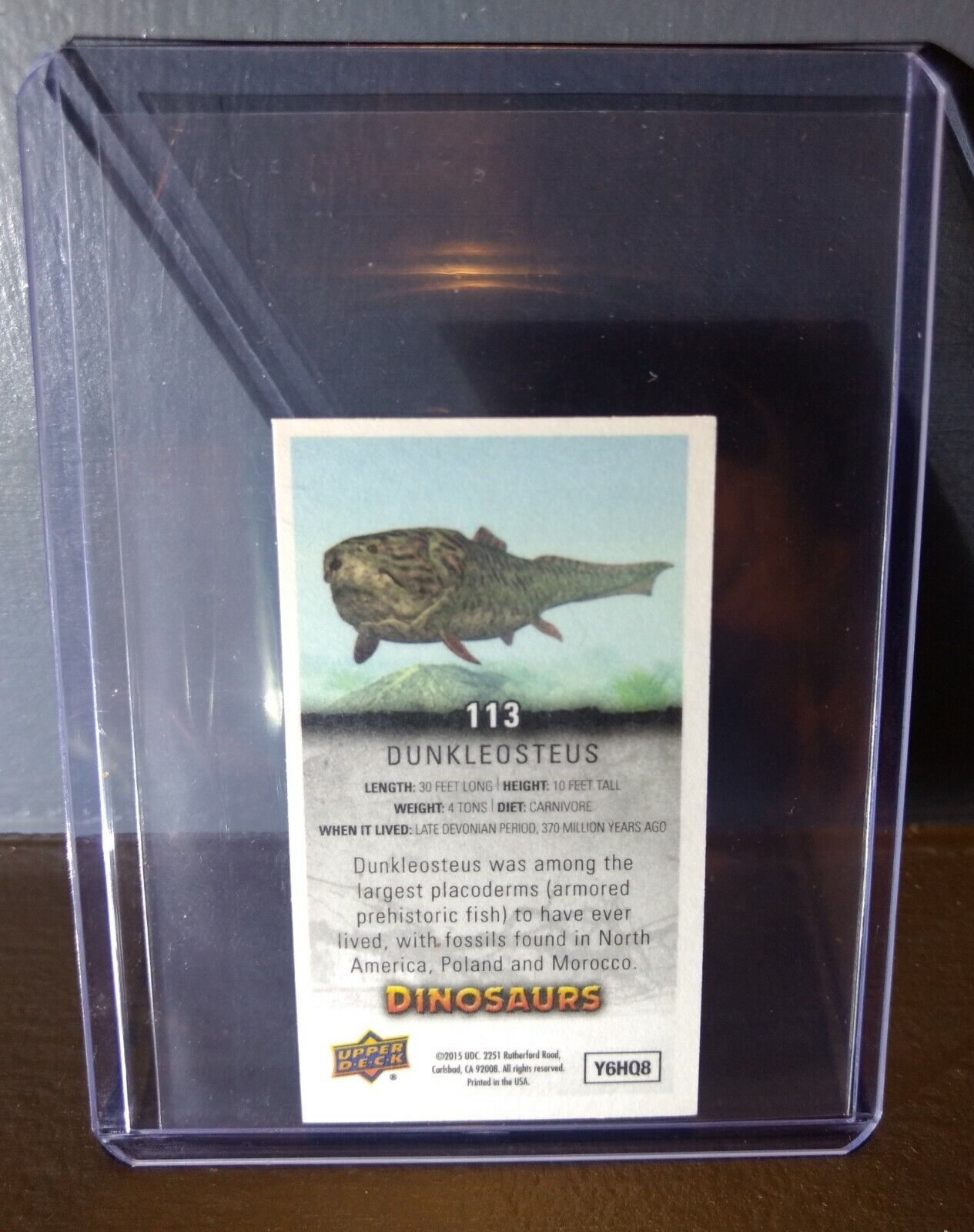 2015 Upper Deck Dinosaurs Canvas Mini Dunkleosteus #113 Trading Card