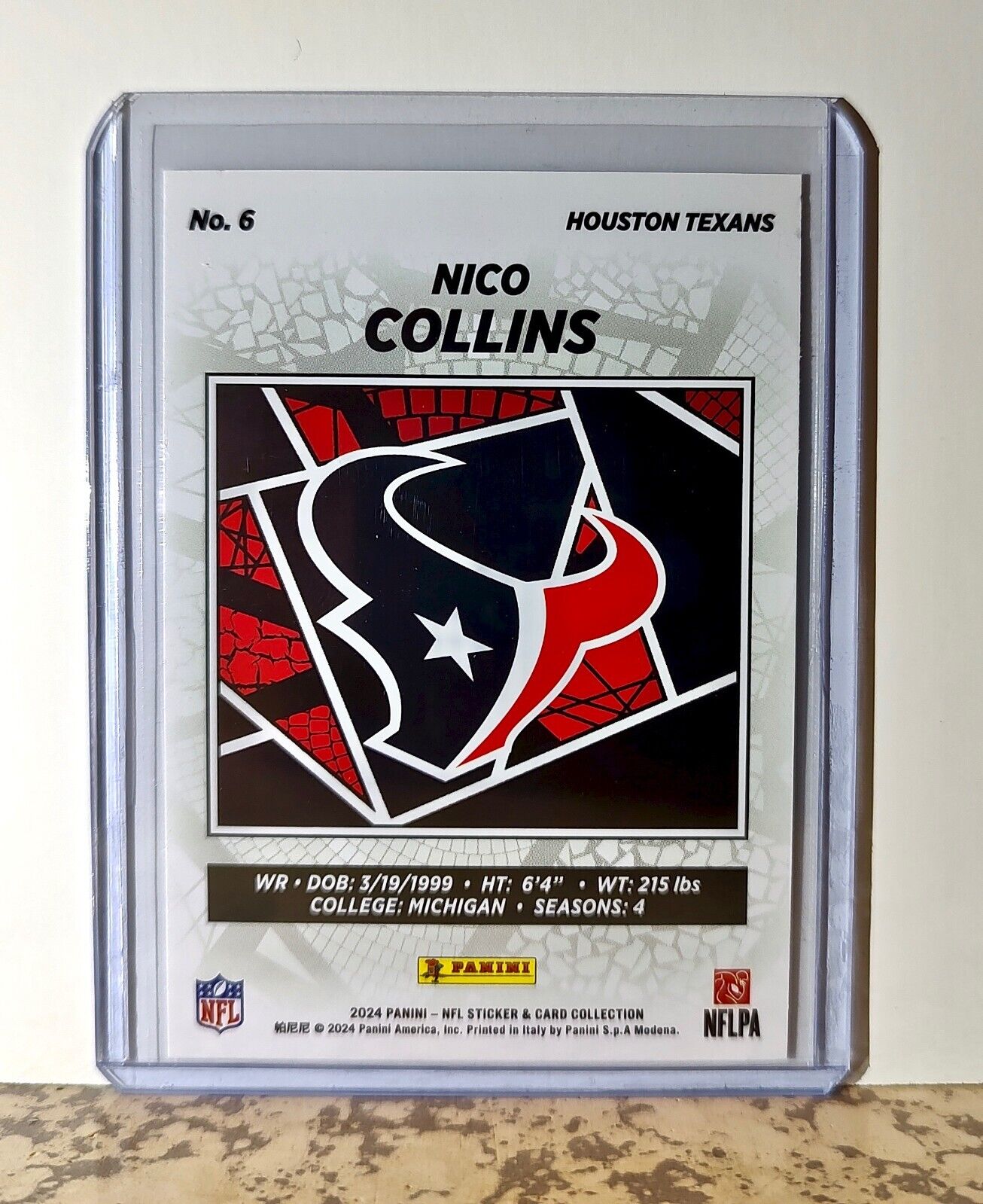 Nico Collins 2024 Panini NFL #6 Sticker Card Houston Texans