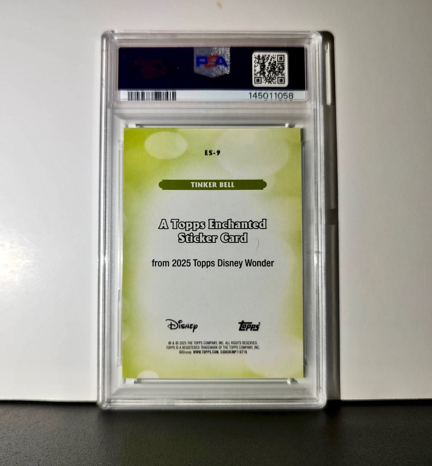 Tinker Bell 2025 Topps Disney #ES-9 Enchanted Sticker Card Peter Pan PSA 9 MT