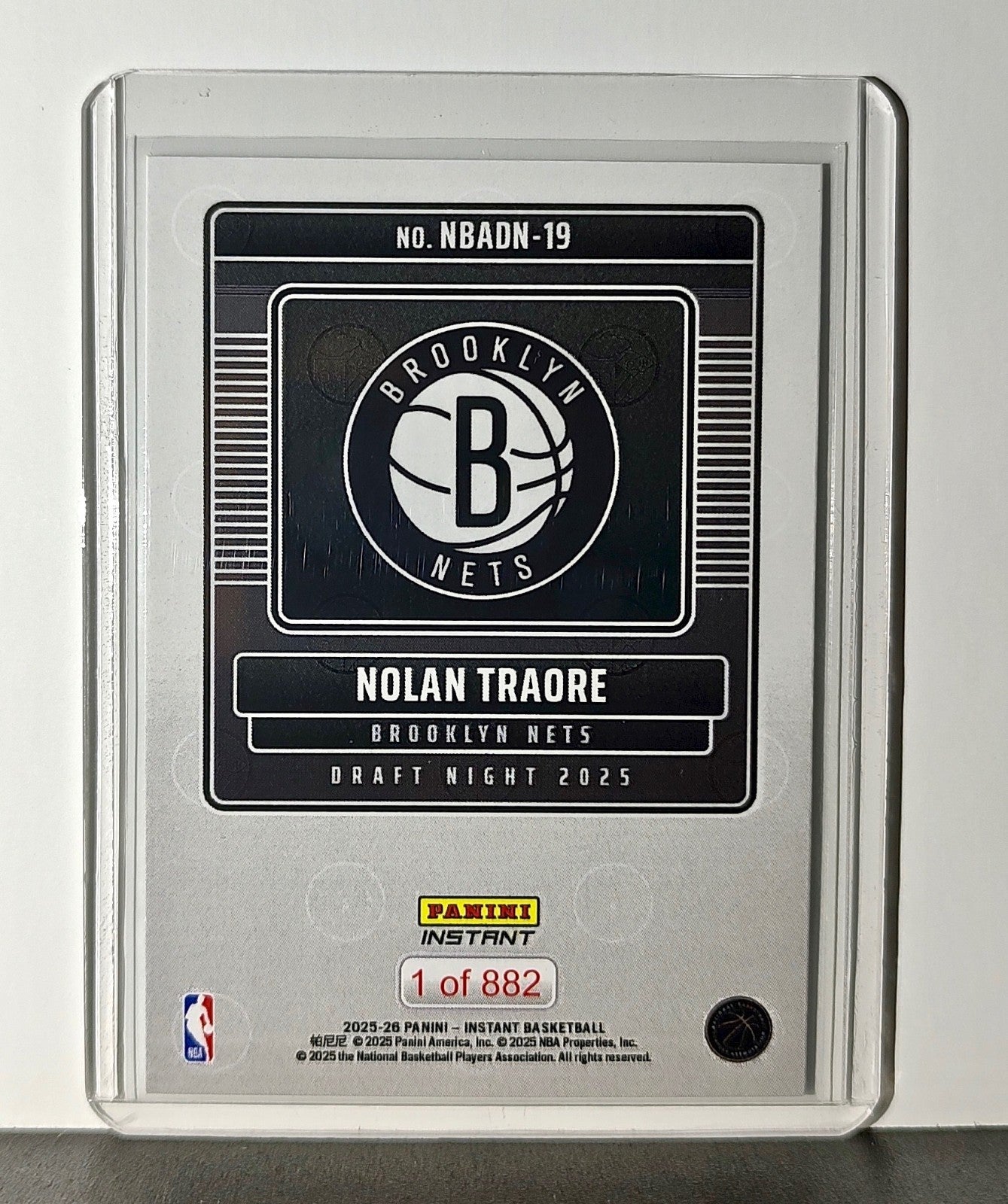Nolan Traore Rookie 2025-26 Panini NBA #19 Draft Night Card Brooklyn Nets