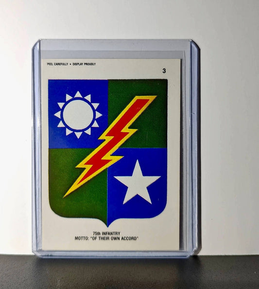 75th Infantry Motto: Of Their Own Accord 1991 Topps Desert Storm #3 Sticker