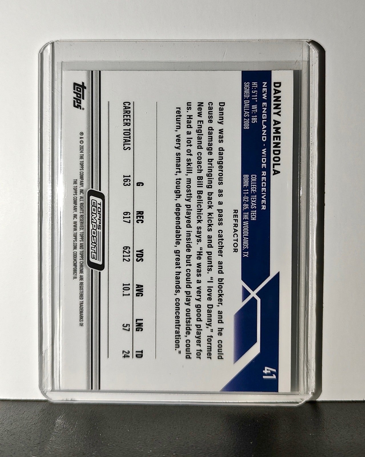 Danny Amendola Refractor 2023 Topps Chrome NFL #41 Card New England Patriots