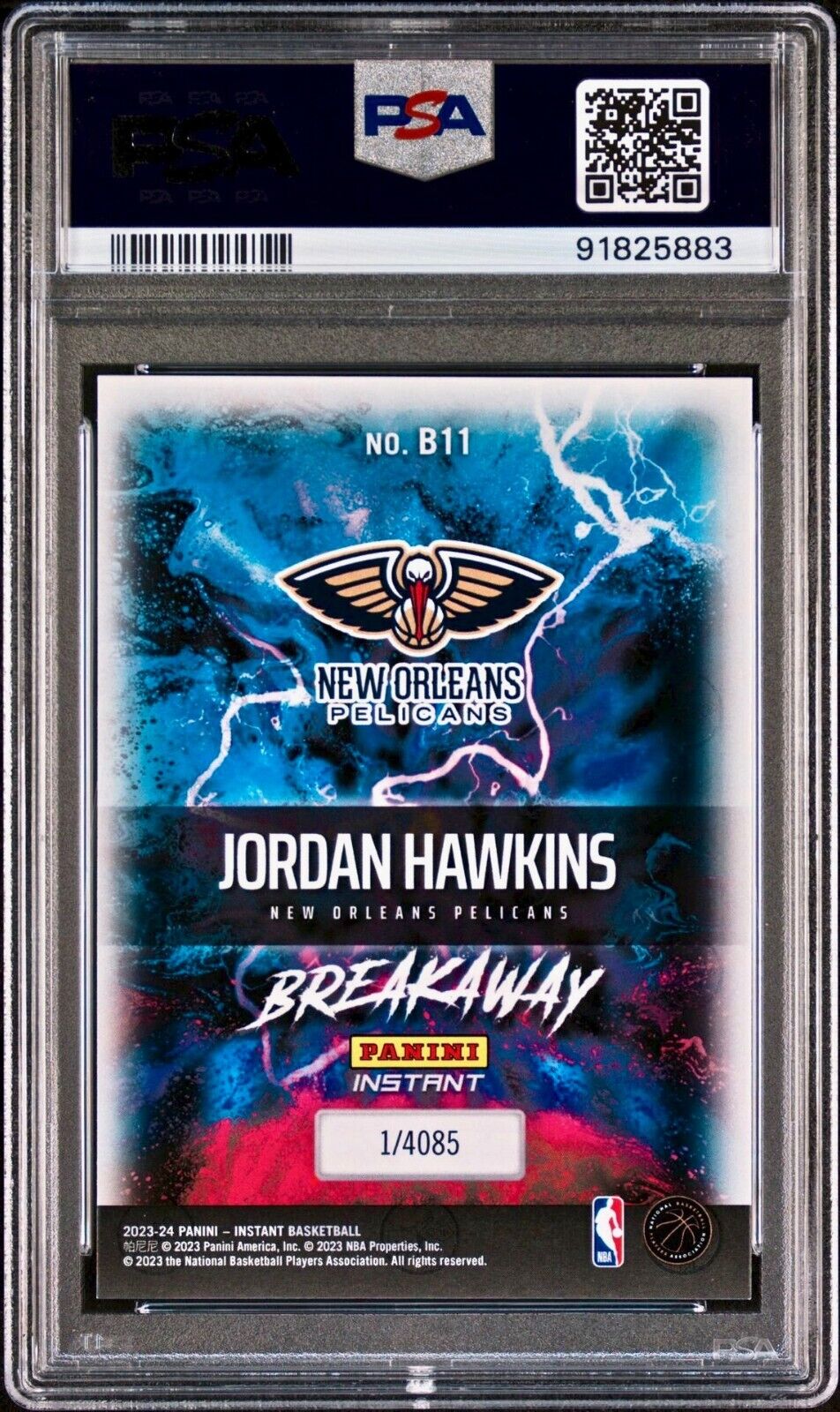 Jordan Hawkins 2023-24 Panini NBA Breakaway #11 Rookie Card 1 of 4085 PSA 9 Mint