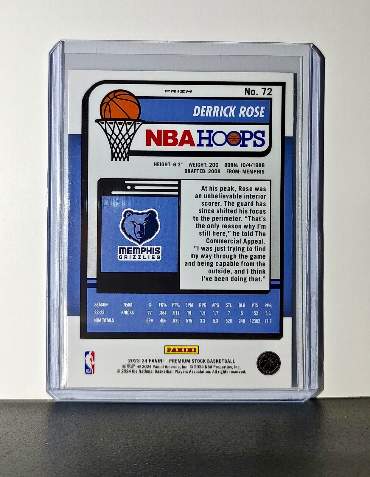 Derrick Rose 2023-24 Panini Premium NBA Hoops #72 Pulsar Prizm Grizzlies