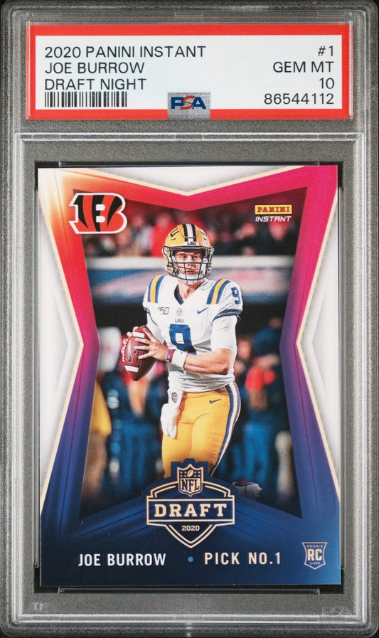 Joe Burrow 2020 Panini NFL Draft Night Football Card 1 of 8156 PSA 10 GEM MINT