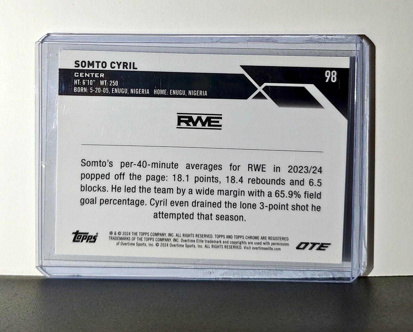 Somto Cyril 2023-24 Topps Chrome Overtime #98 Card RWE