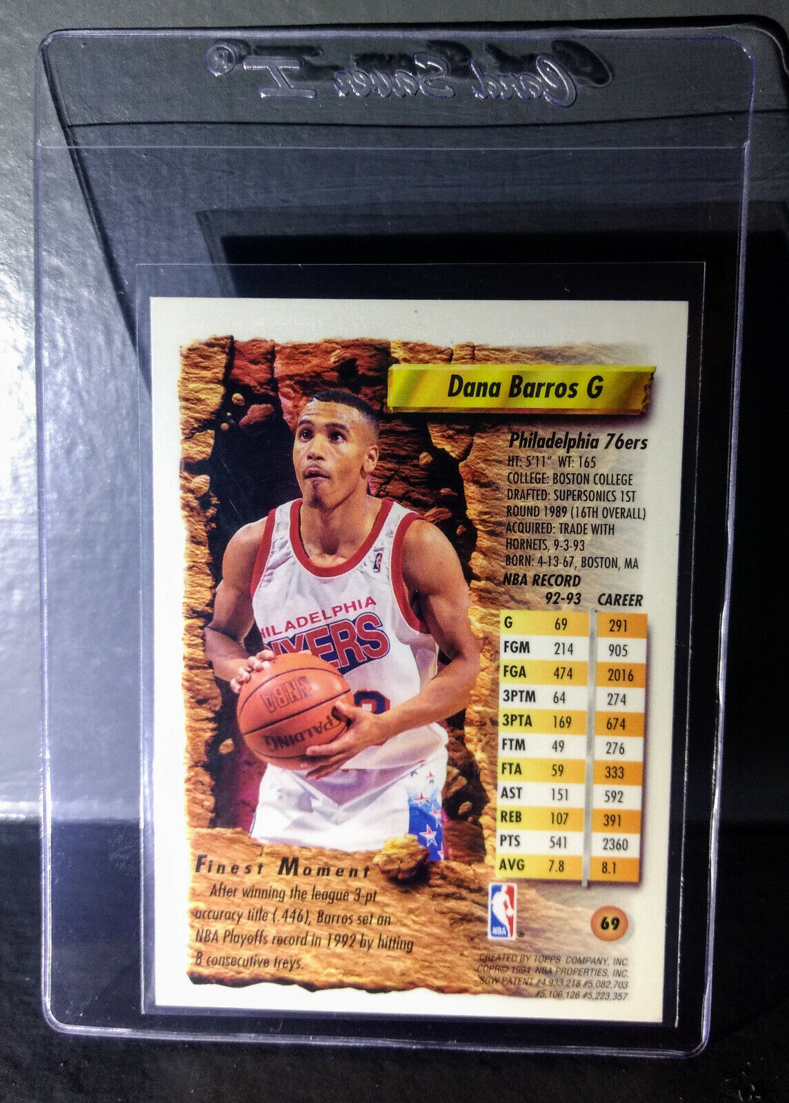 1993-94 Topps Finest Dana Barros #69 Basketball Card