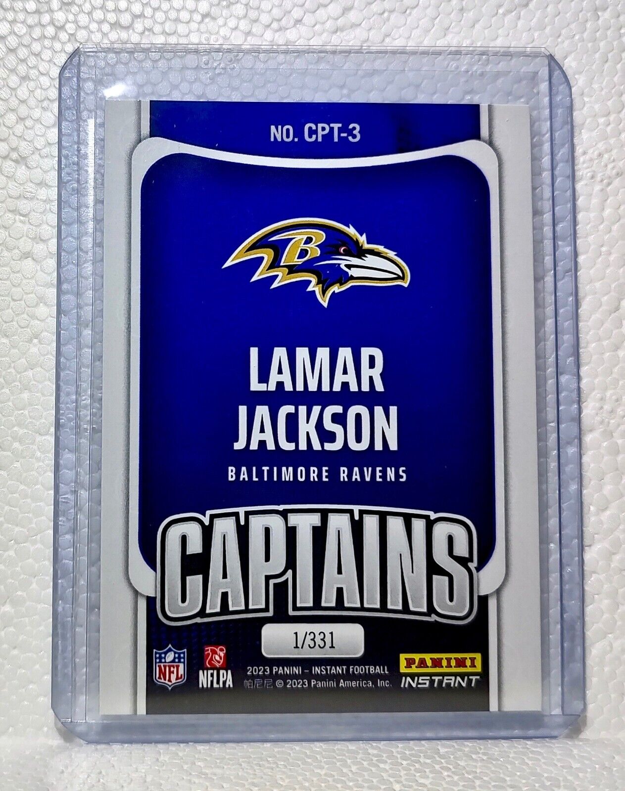 Lamar Jackson 2023 Panini NFL Captain #3 Football Card Baltimore Ravens 1/331