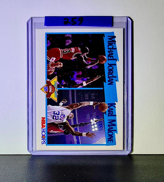 Michael Jordan Karl Malone 1991-92 NBA Hoops #306 Basketball Card Chicago Bulls