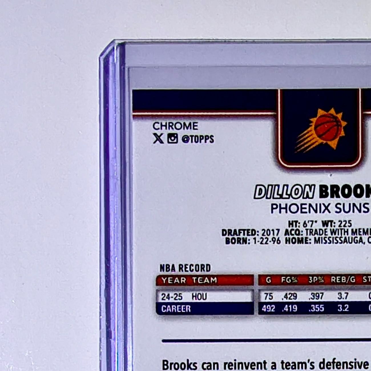 Dillon Brooks 2025-26 NBA Topps Chrome Update #117 Basketball Card Phoenix Suns