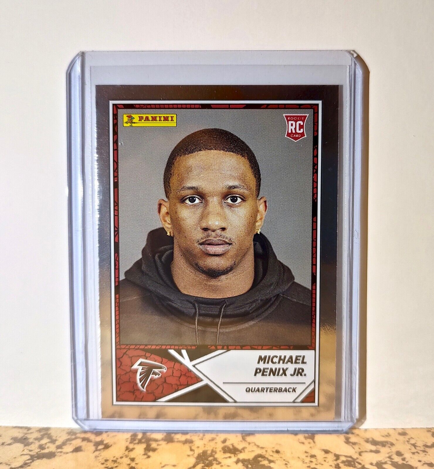 Michael Penix Jr. 2024 Panini NFL #76 Silver Foil Rookie Sticker Card Falcons