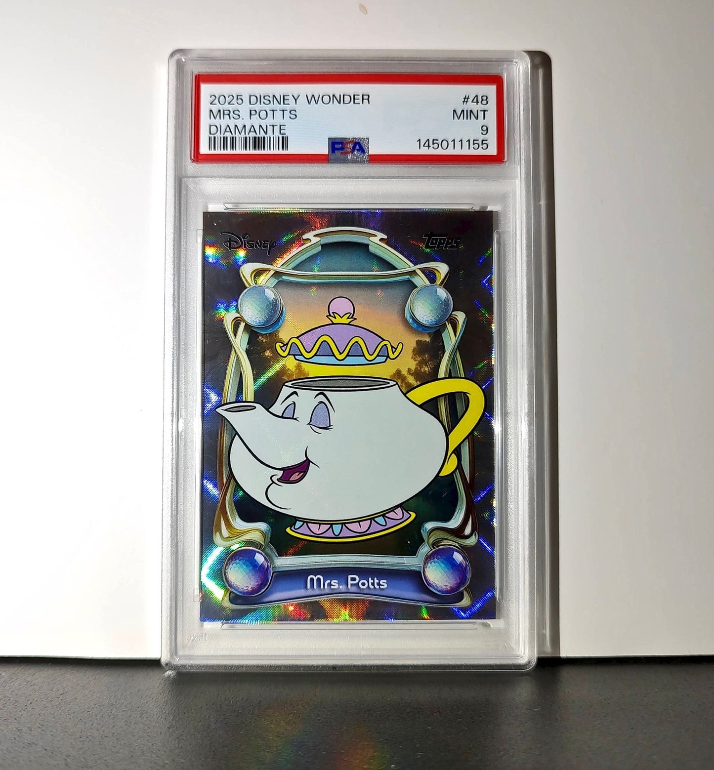 Mrs. Potts 2025 Topps Disney #48 Winter Variant Card Beauty and the Beast PSA 9