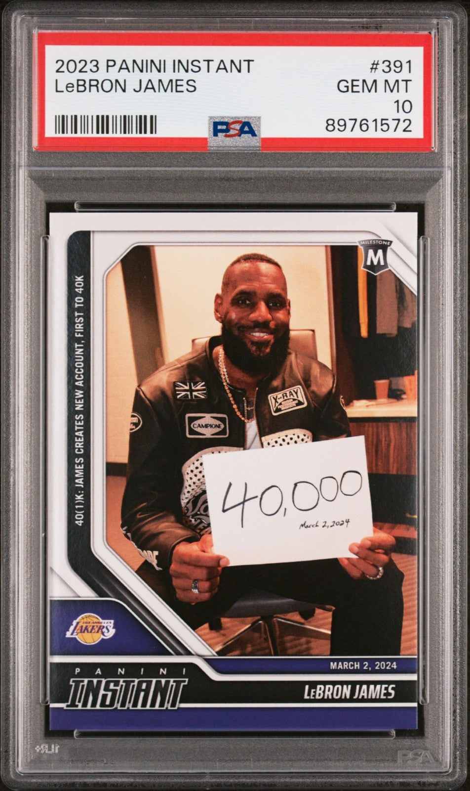 LeBron James 2023-24 Panini #391 All-Time Scoring Leader 40,000 Card PSA 10