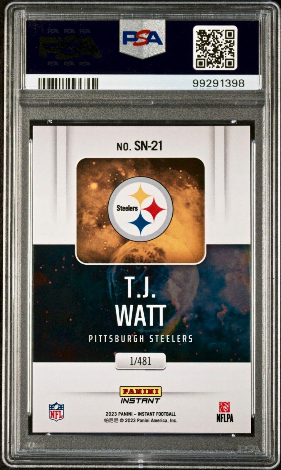 T.J. Watt 2023 Panini Supernova NFL #SN-21 Football Card PSA 9 Mint