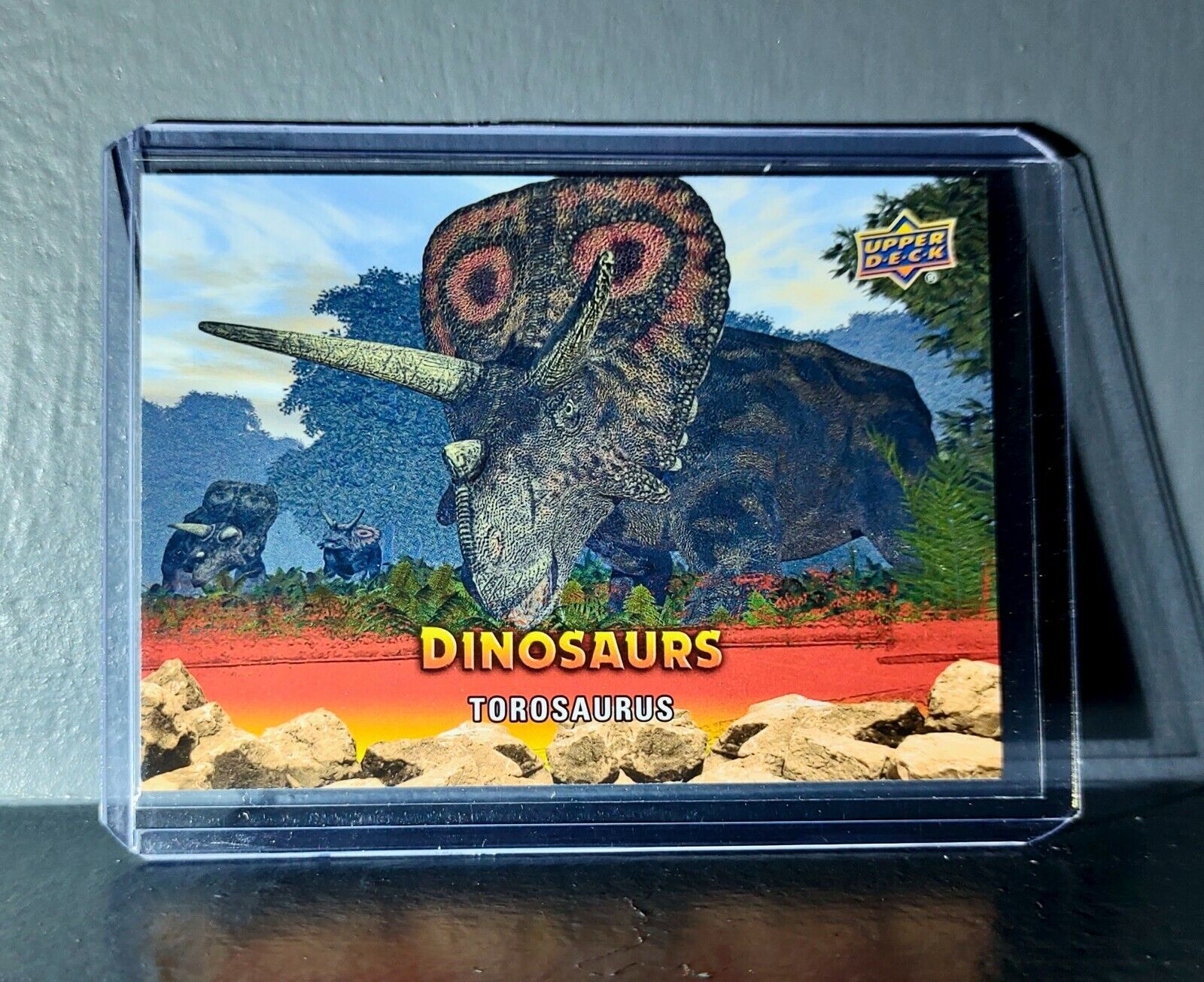 2015 Upper Deck Dinosaurs Torosaurus Extinction Red Parallel #77 Card