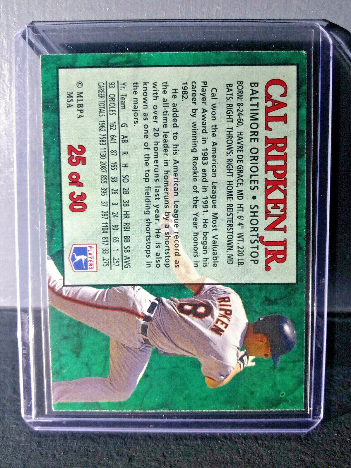 1994 Cal Ripken Jr. Post Collection #25 Baseball Card Baltimore Orioles
