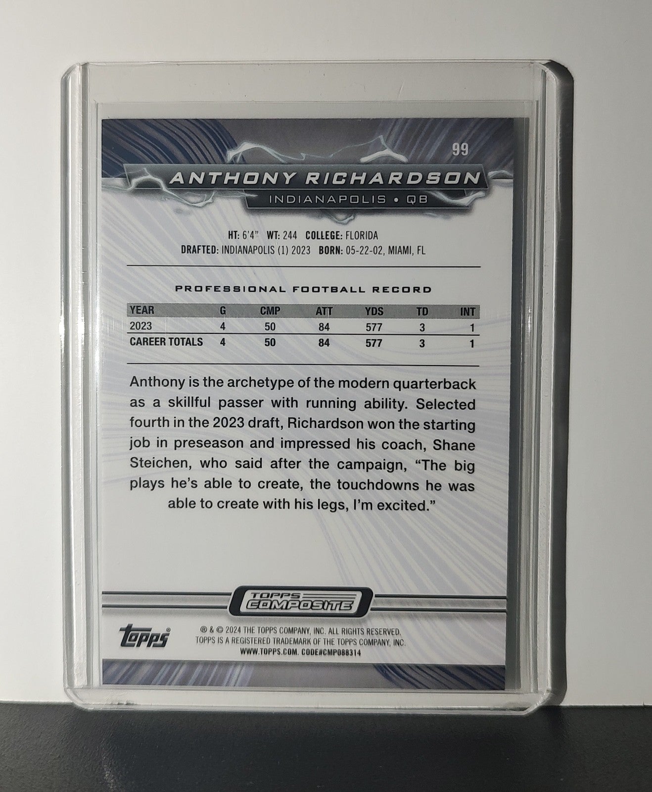 Anthony Richardson Rookie 2023 Topps Resurgence NFL #99 Card Indianapolis Colts