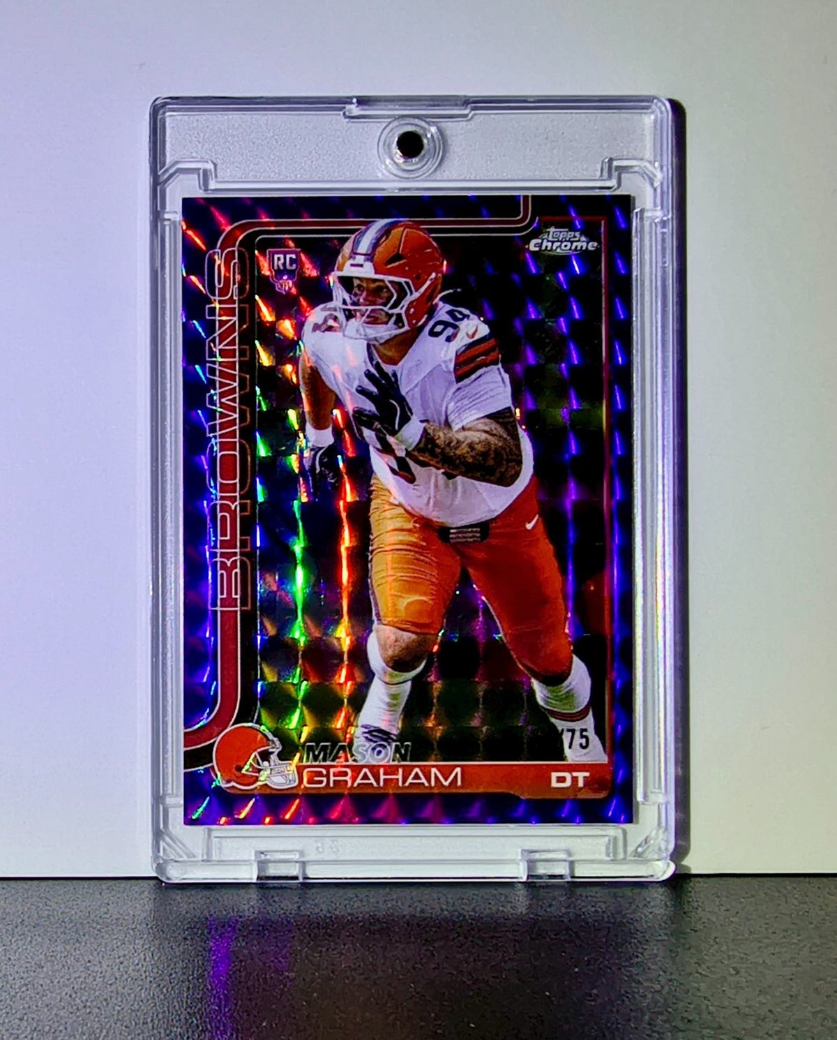Mason Graham Rookie 2025 NFL Topps Chrome #302 Purple Refractor Browns 10/75