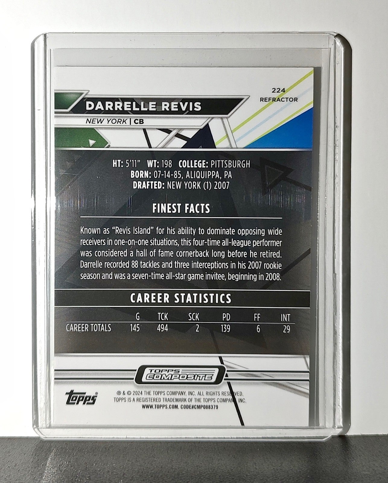 Darrelle Revis 2023 Topps Finest Refractor NFL #224 Football Card New York Jets