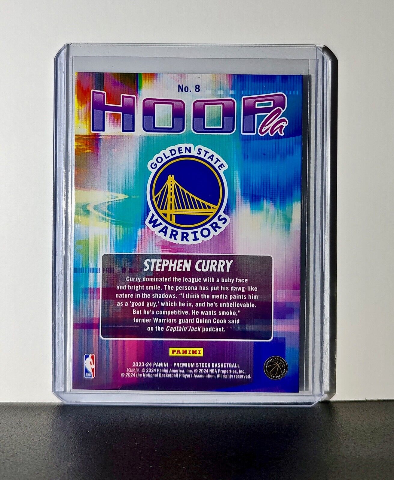 Stephen Curry 2023-24 Panini Premium Stock NBA Hoops #8 Hoopla Card Warriors