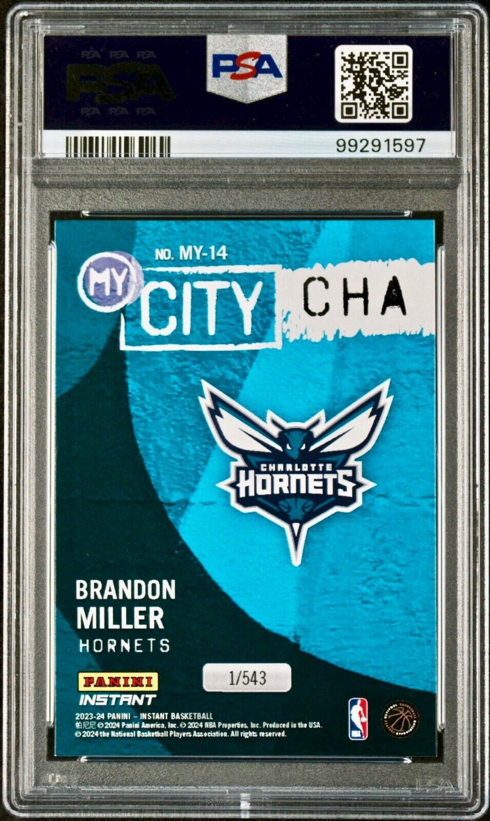 Brandon Miller 2023 Panini MyCity Rookie NBA #MY-14 Basketball Card PSA 9 Mint