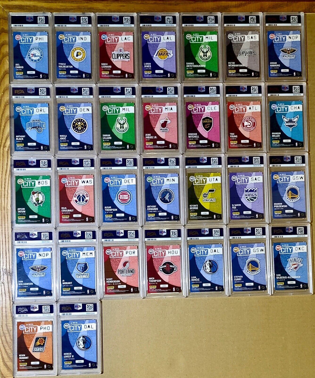 2023 Panini Instant MyCity NBA Complete 30 Card Basketball Set PSA 10 Gem Mint