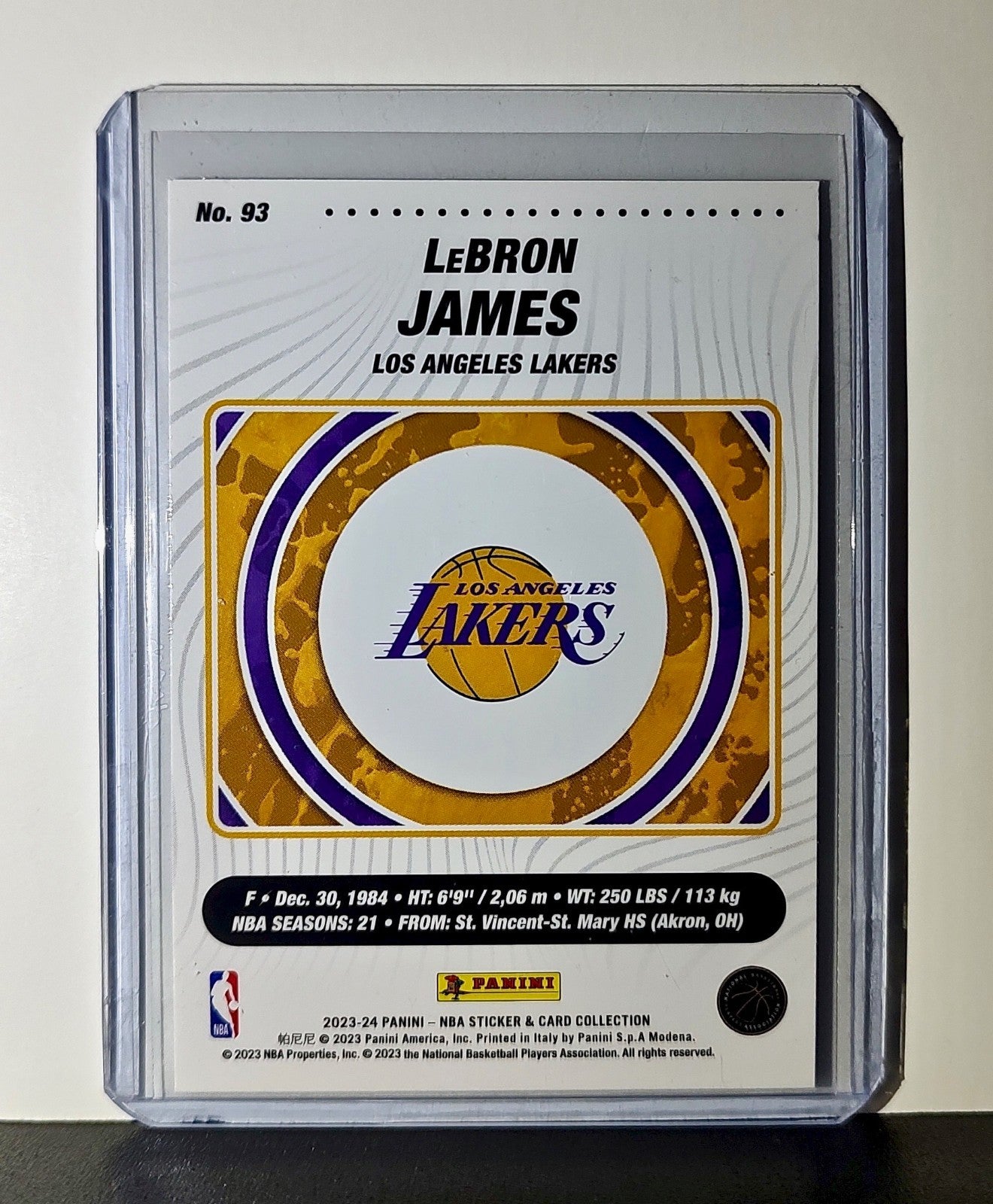 Lebron James 2023-24 Panini NBA #93 Sticker Card Los Angeles Lakers