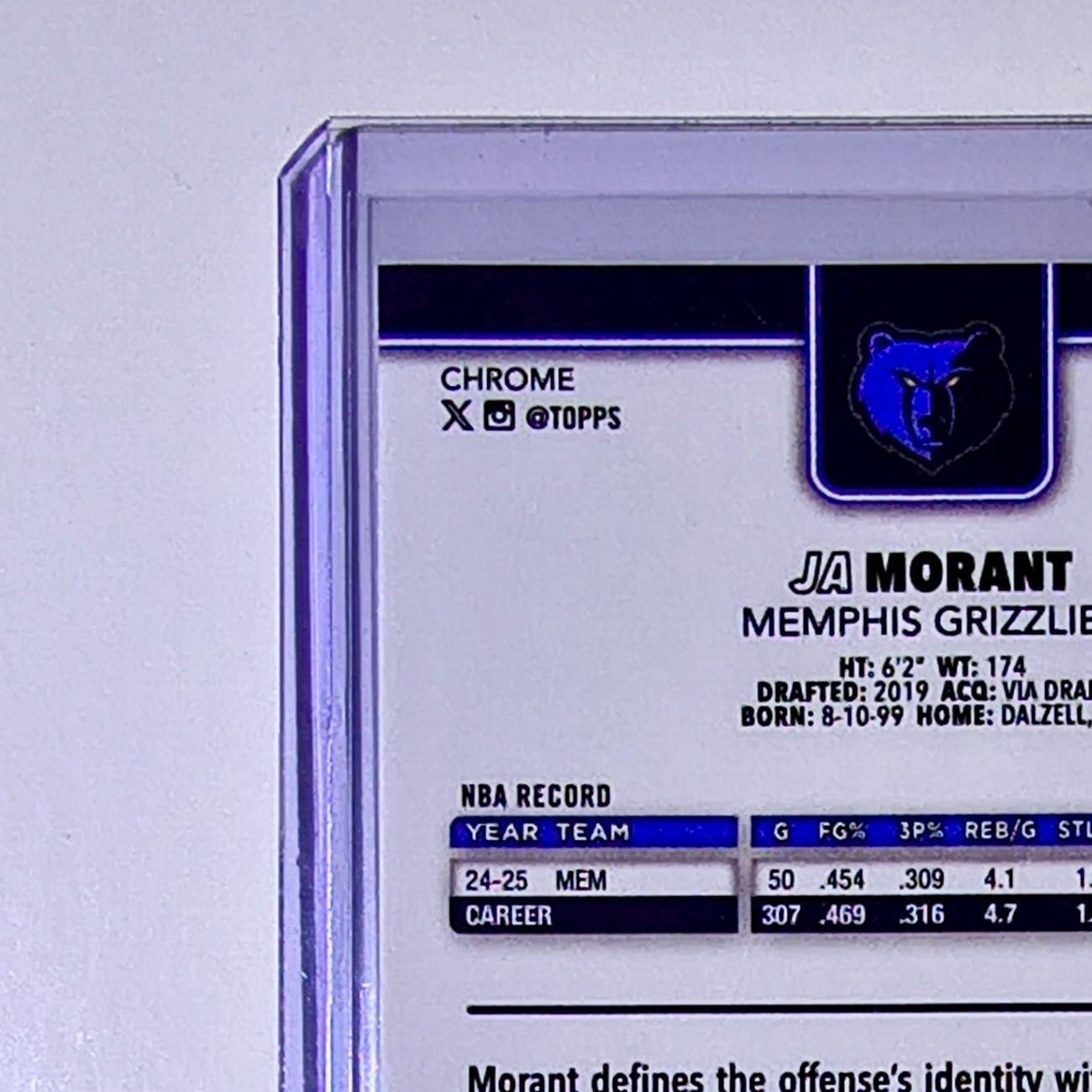 Ja Morant 2025-26 NBA Topps Chrome Update #29 Basketball Card Memphis Grizzlies