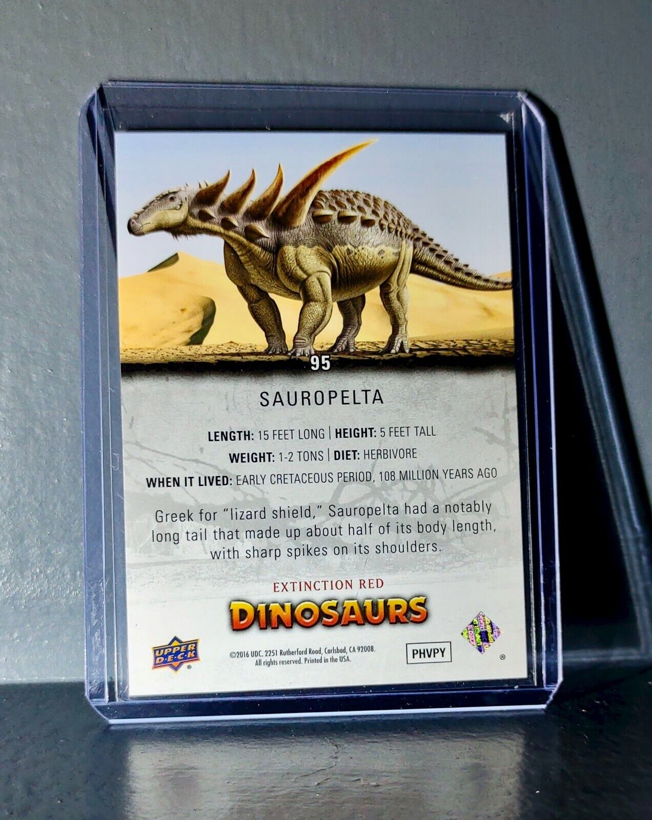 2015 Upper Deck Dinosaurs Sauropelta Extinction Red Parallel #95 Card