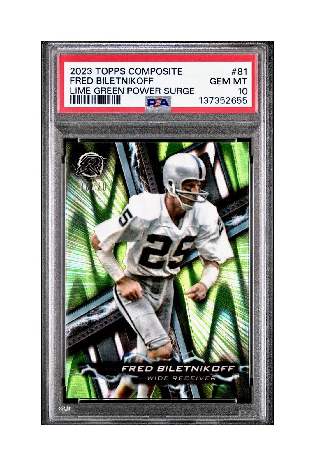 Fred Bilentnikoff 2023 Topps Resurgence 08/20 Lime Green Power Surge #81 PSA 10