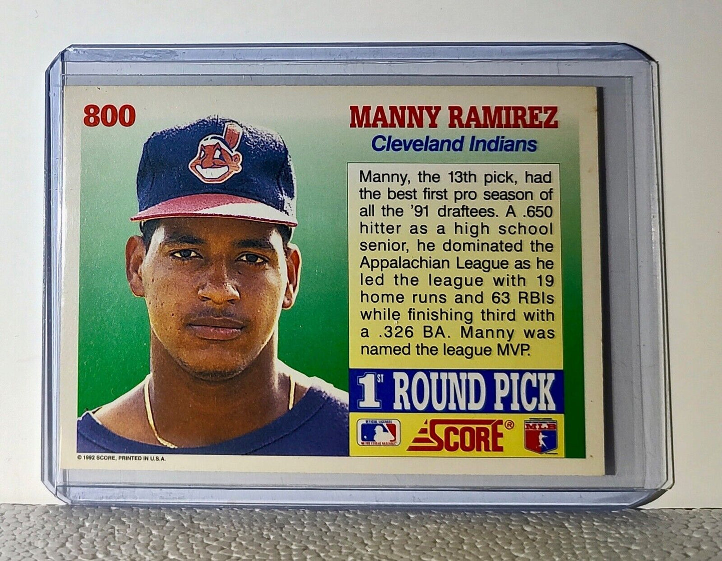 Manny Ramirez 1992 Score MLB #800 Draft Baseball Card Cleveland Indians