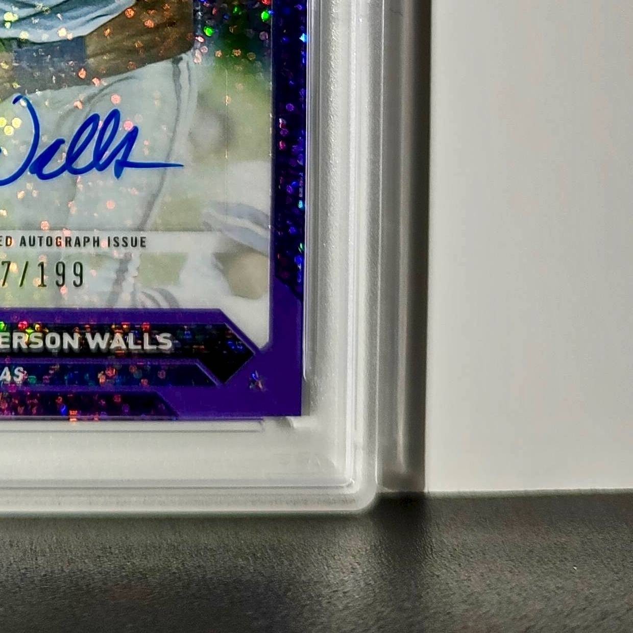 Everson Walls 2023 Topps Chrome Purple Speckle Refractor 197/199 PSA 10 Auto 9