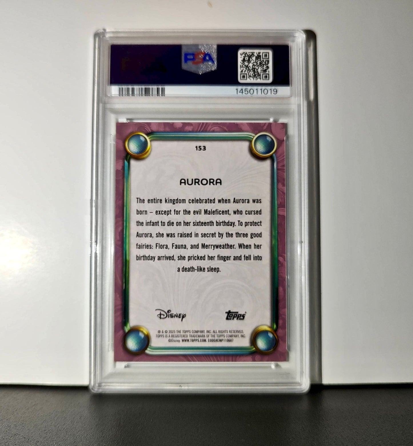 Aurora 2025 Topps Disney Cartoon Princess #153 Card Sleeping Beauty PSA 10