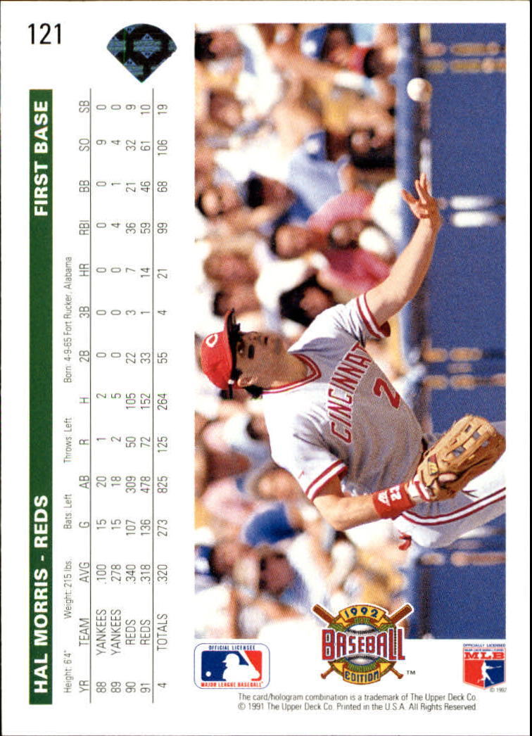 Hal Morris 1992 Upper Deck MLB #121 Baseball Card Cincinnati Reds