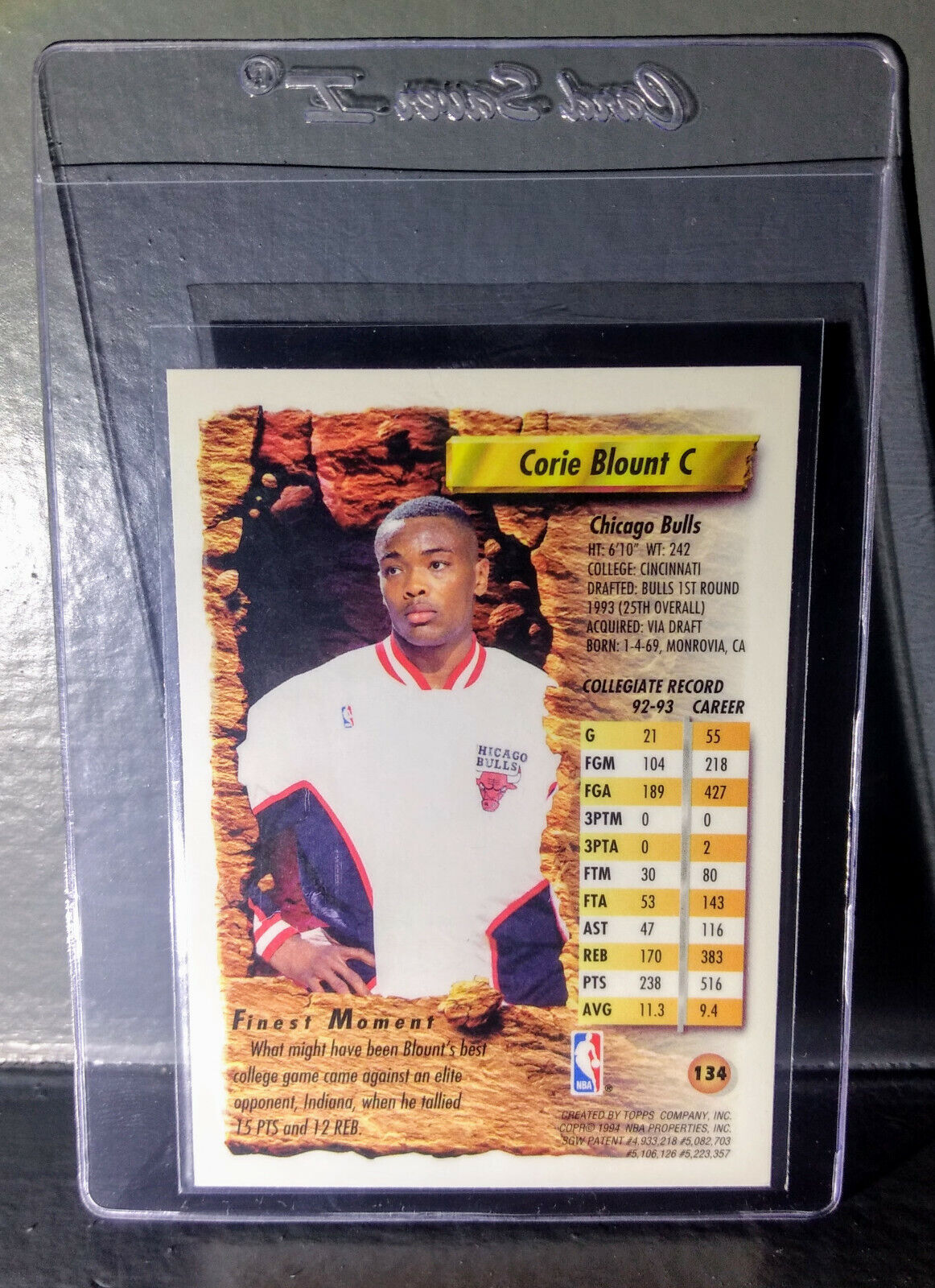 1993-94 Topps Finest Corie Blount #134 Rookie Basketball Card