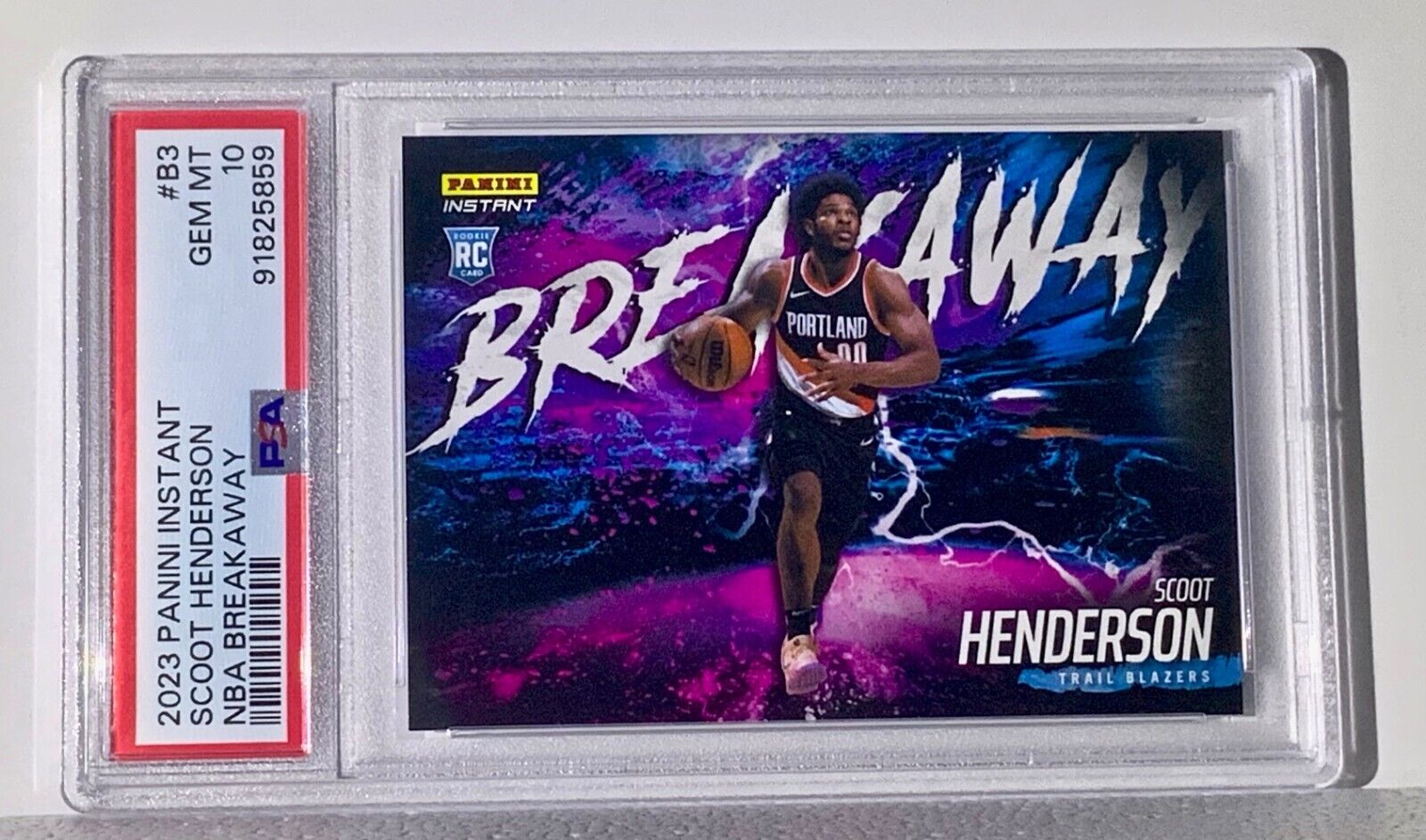Scoot Henderson 2023-24 Panini NBA Breakaway #3 Rookie Card 1 of 4085 PSA 10 GEM