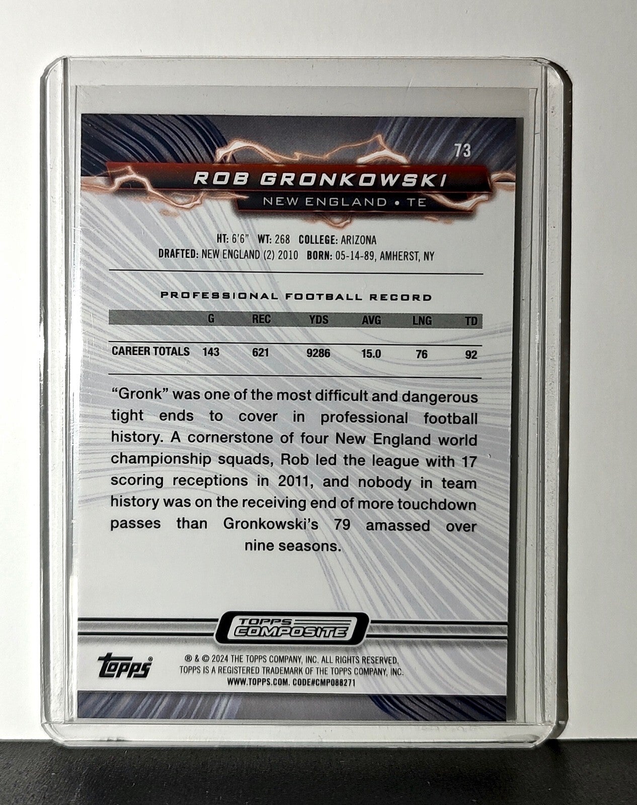 Rob Gronkowski 2023 Topps Resurgence NFL #73 Card New England Patriots