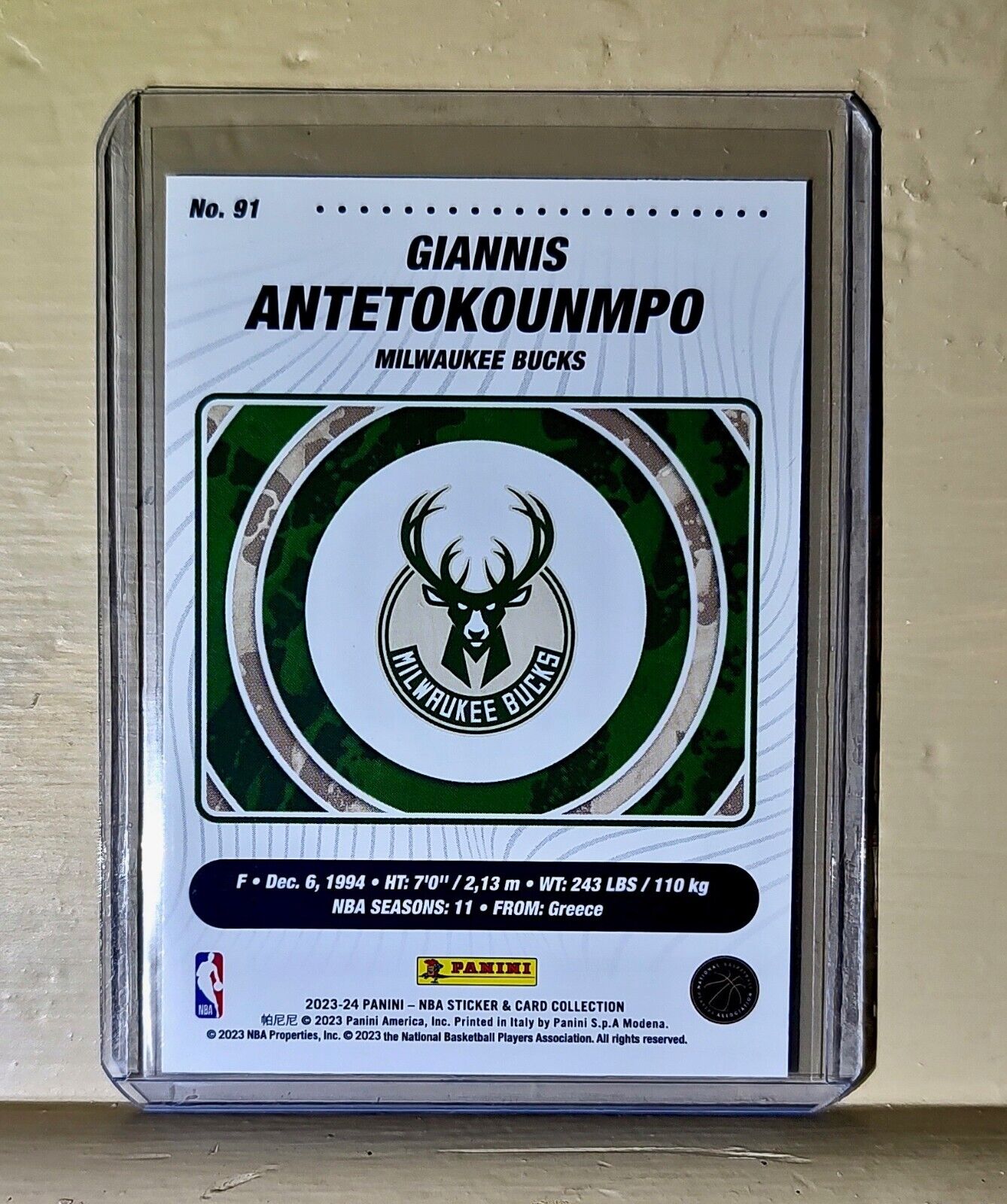 Giannis Antetokounmpo 2023-24 Panini NBA Basketball #91 Card Milwaukee Bucks