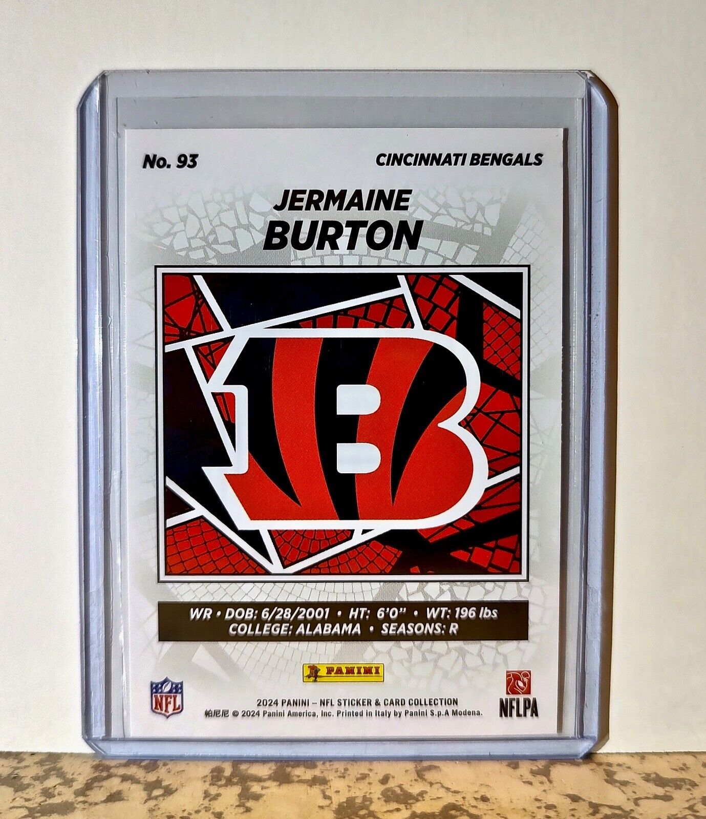 Jermaine Burton 2024 Panini NFL #93 Rookie Sticker Card Cincinnati Bengals