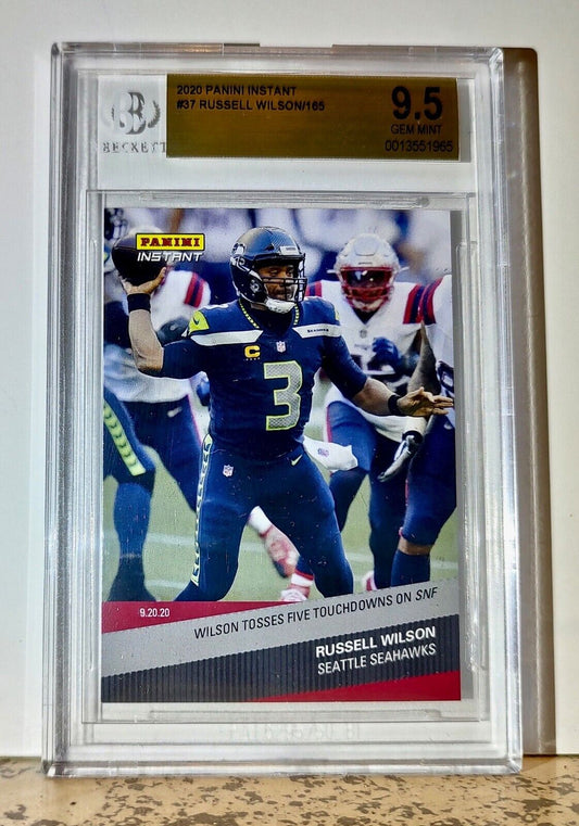 Russell Wilson 2020 Panini NFL #37 Football Card 1 of 165 BGS 9.5 Gem Seahawks