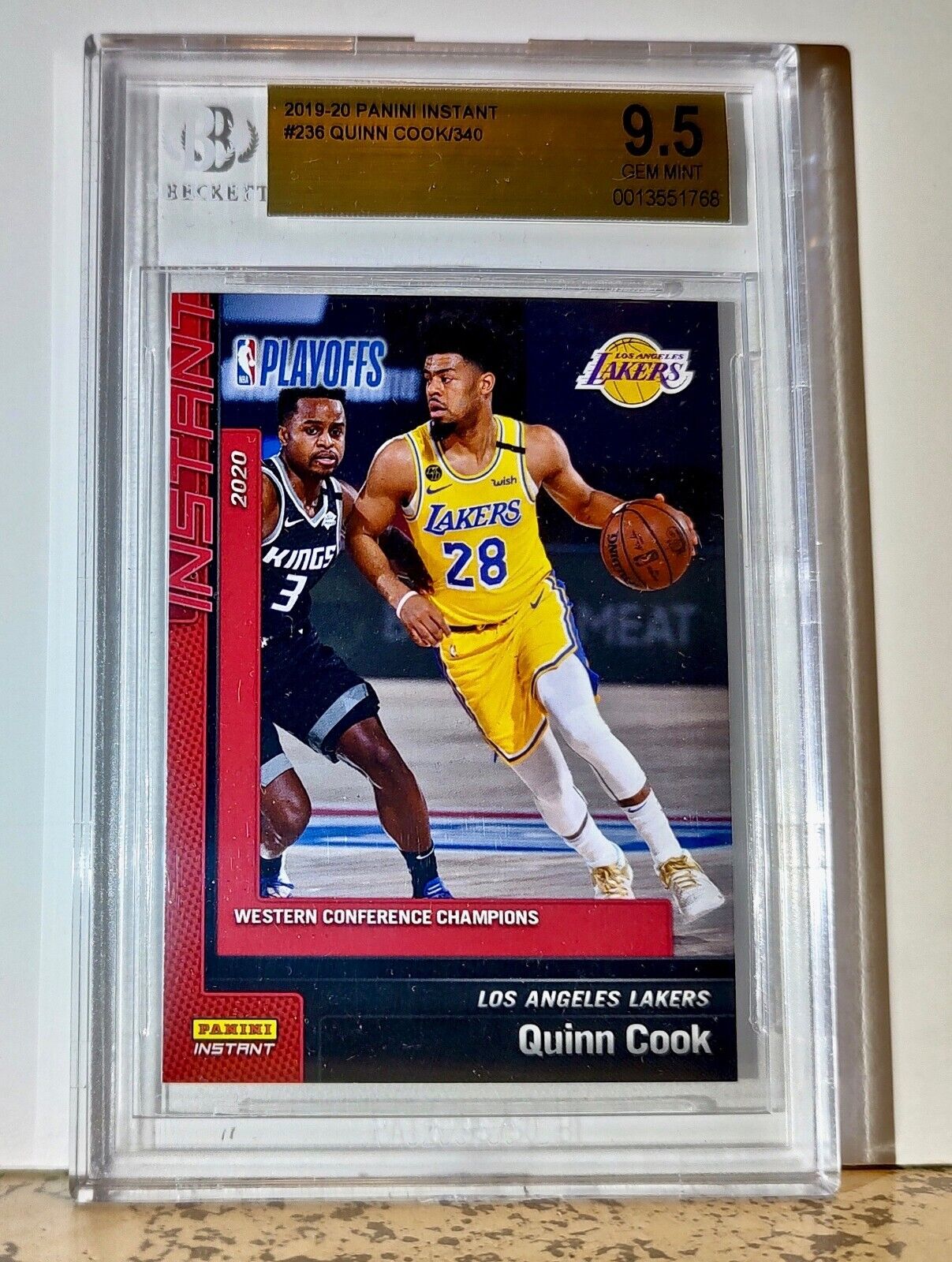 Quinn Cook 2019-20 Panini NBA #236 Card 1 of 340 BGS 9.5 Gem Mint LA Lakers