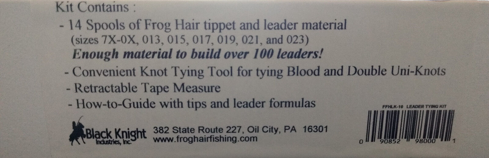 Leader Tying Kit FlyFishing Monofilament Frog Hair  -  Brand New - Free Shipping