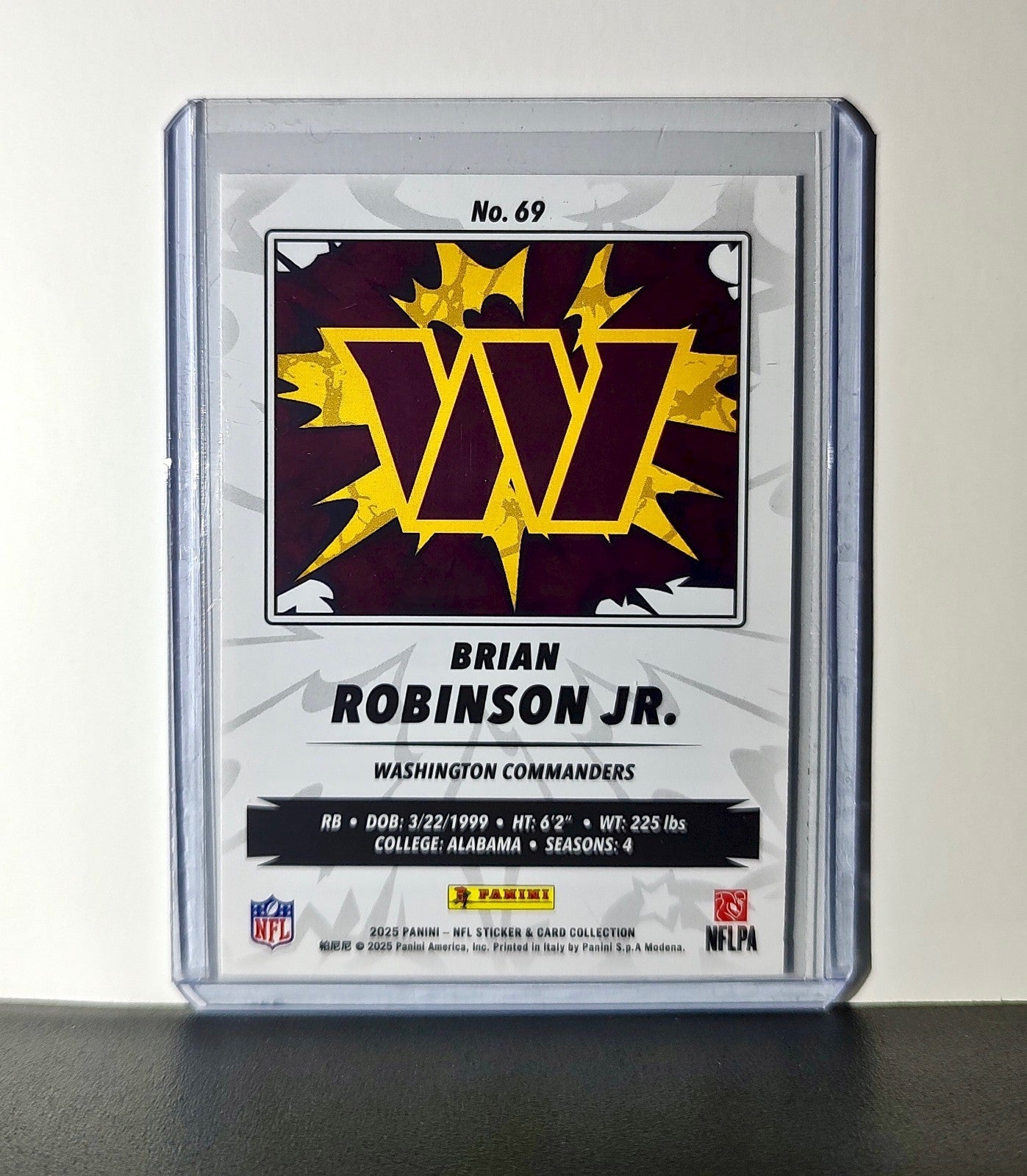 Brian Robinson Jr. 2025 Panini NFL #69 Sticker Card Washington Commanders
