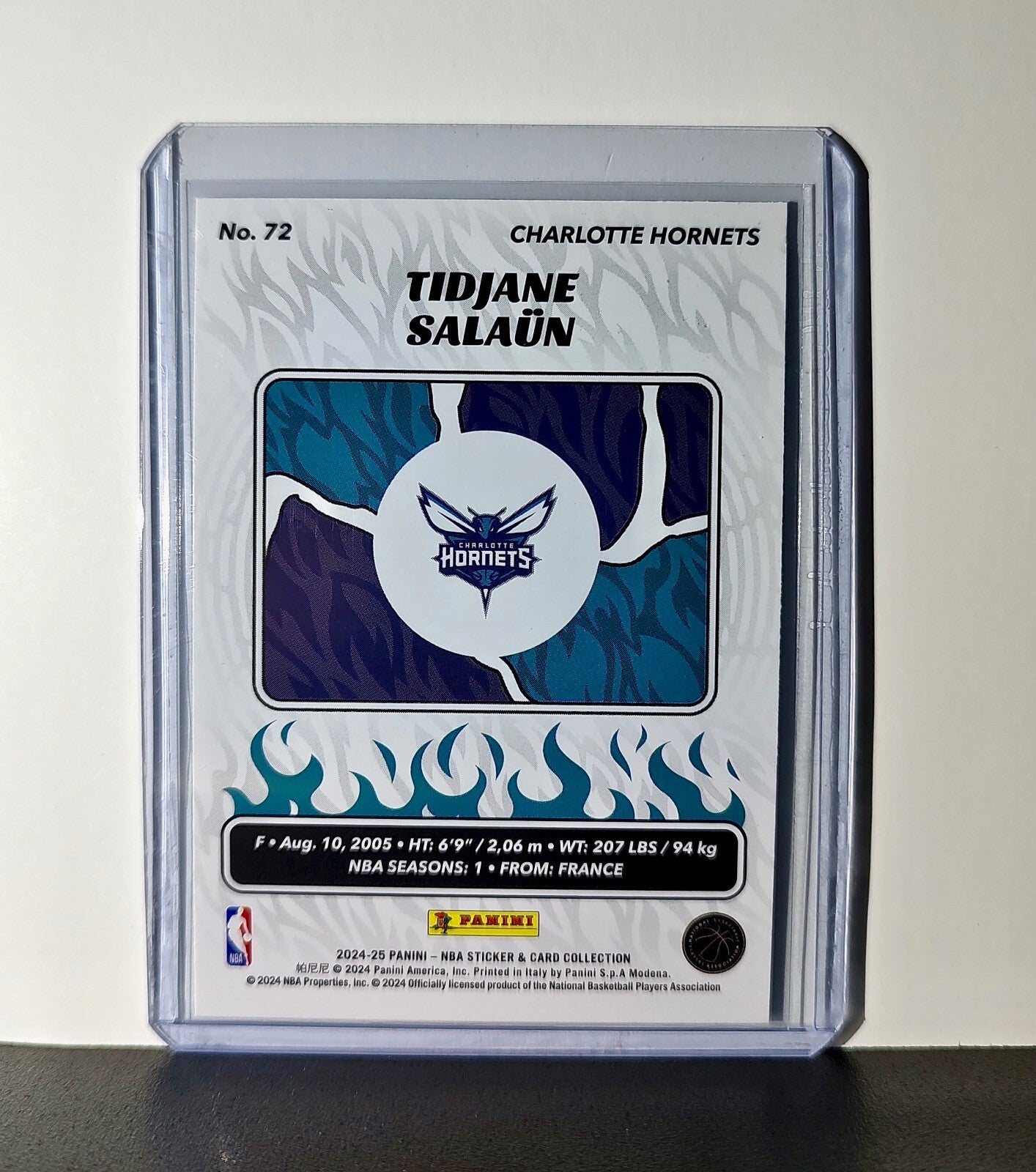 Tidjane Salaun Rookie 2024-25 Panini NBA #72 Sticker Card Charlotte Hornets