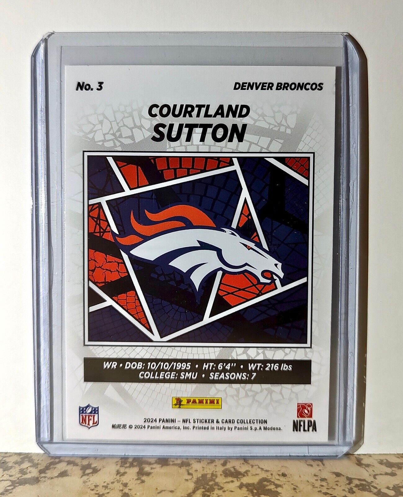 Courtland Sutton 2024 Panini NFL #3 Sticker Card Denver Broncos