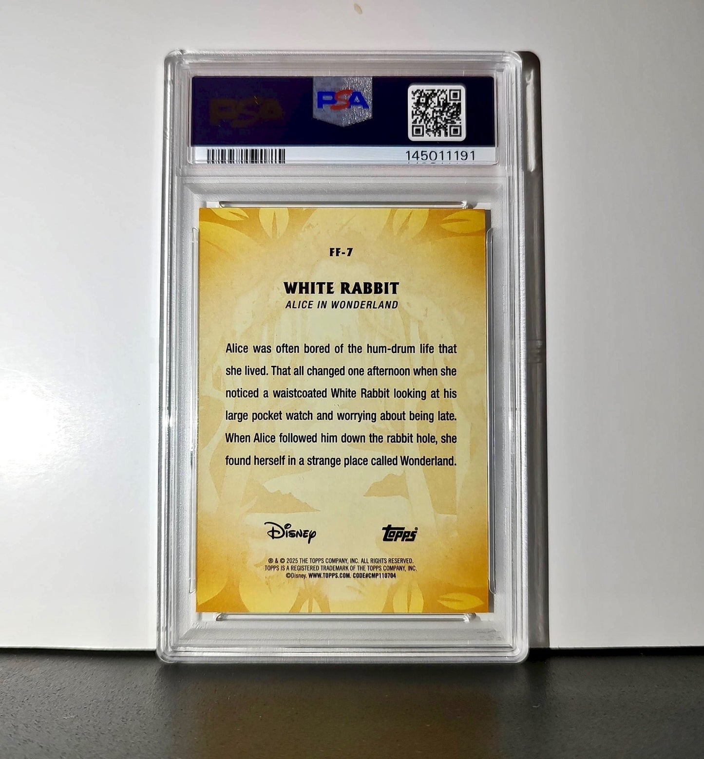 White Rabbit 2025 Topps Disney #FF-7 Furry Friends Card PSA 10